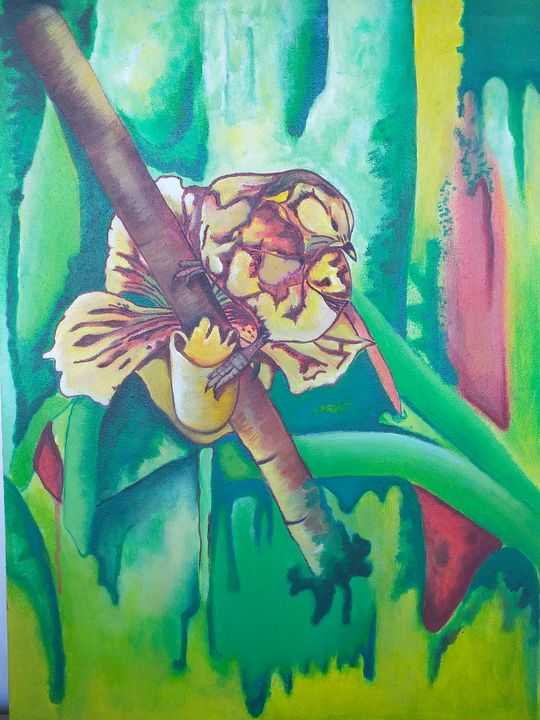 Gretty2's tweet photo. Art of the Day! "Bird in Flower". Buy at: https://t.co/v0myH4aQe4 https://t.co/C6rPUboagG