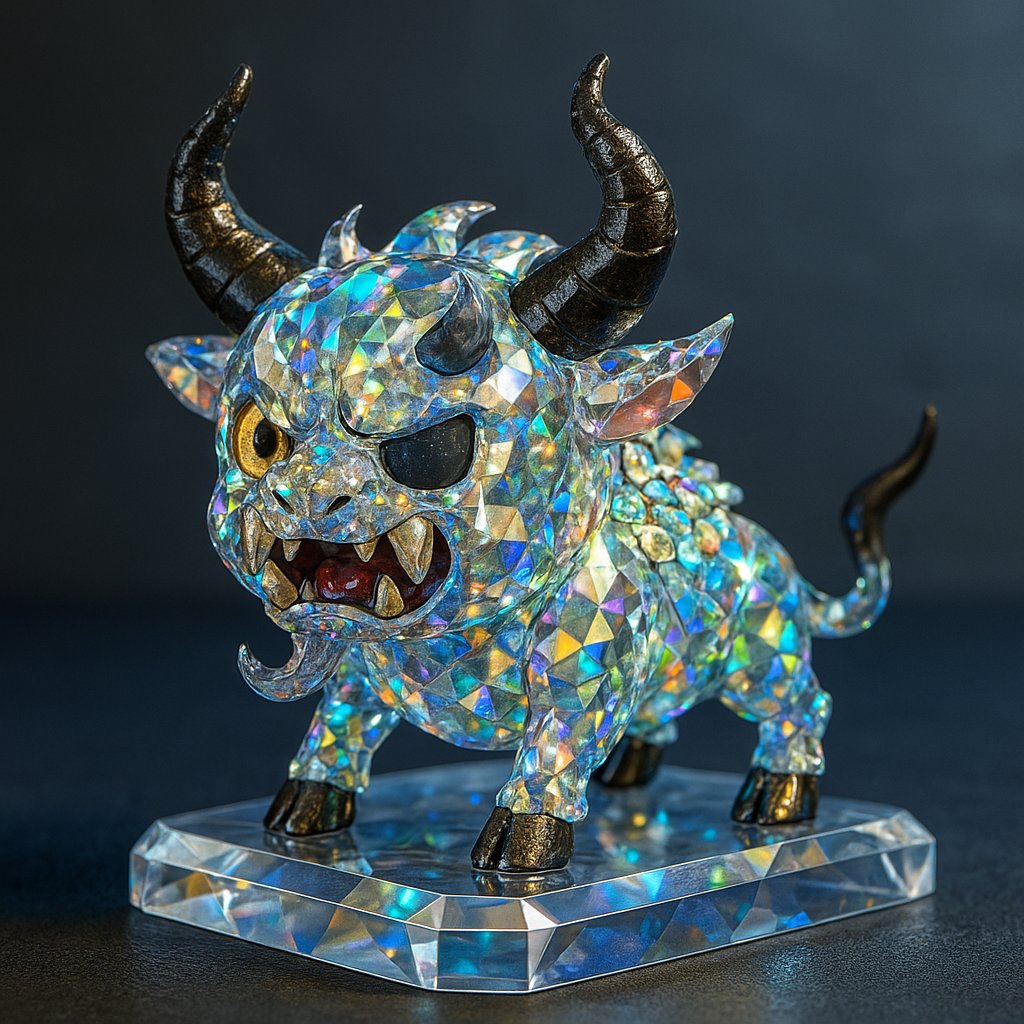 ヒマラヤ水晶　彫刻品　雄牛 プレシャスオパールの牛鬼（獣形ヴァージョン） ＃宝石 ＃宝石アート