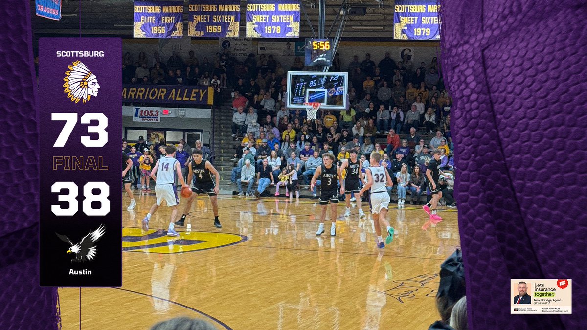 scsd2athletics's tweet image. 🏀 Final Score Alert! Your Scottsburg Warriors team defeats the Austin Eagles with a score of 73-38! Way to go, team! Let's keep it up! #ScottsburgPride