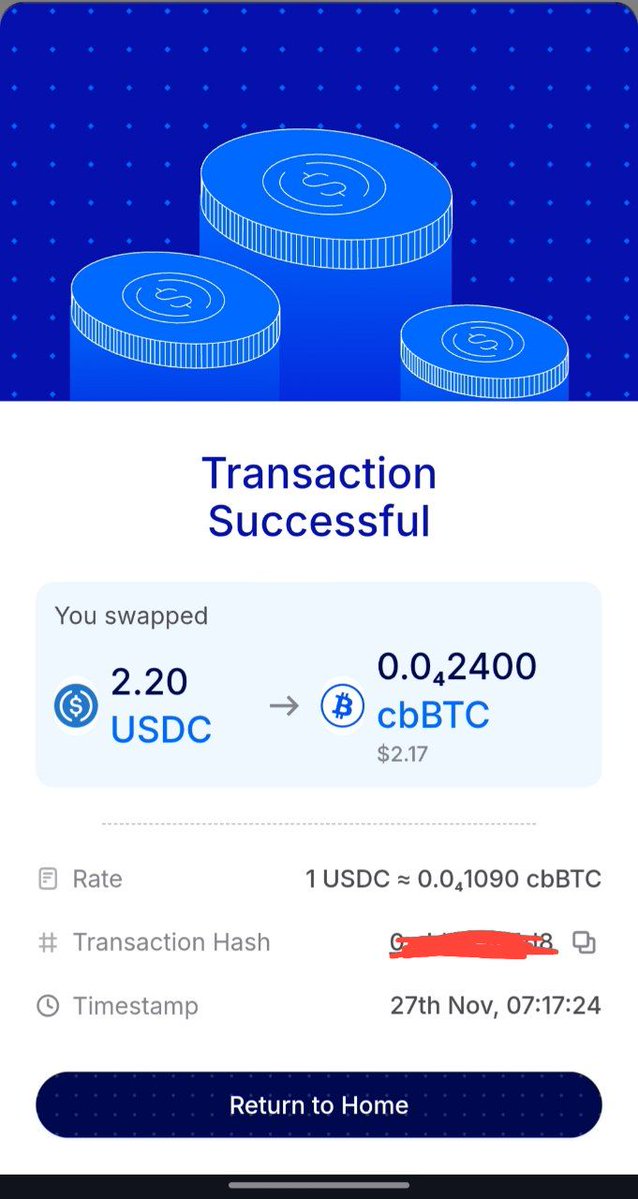 ZoNaveen's tweet image. Day 48 of SIP in cbBTC (BTC) , Using coins.me .

@coinsme_HQ @P2Pdotme

#SIP #coinsdotme #p2pdotme