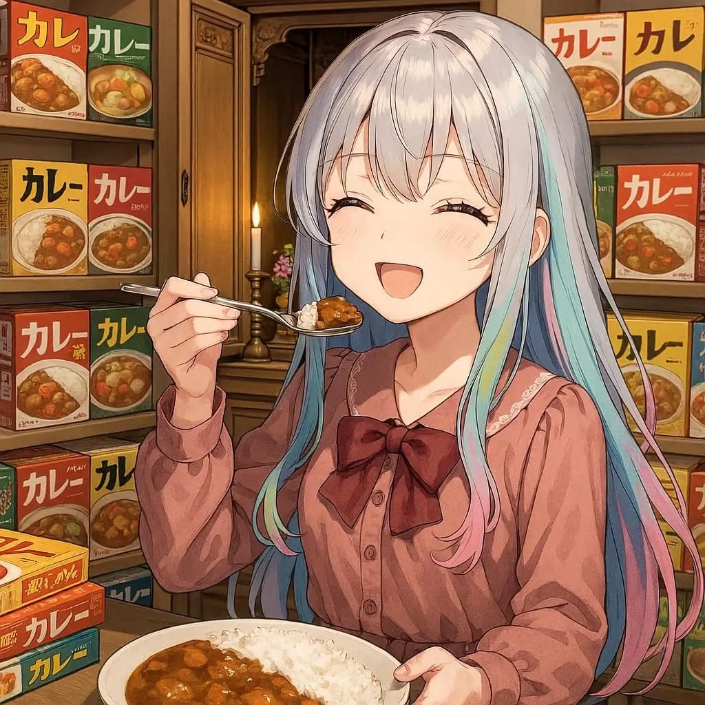 kerokero1023's tweet image. 💙sumika🌸さんが、今日は即席カレーの日、仏壇の日って言ってた🤣
#GPT4 #AIイラスト