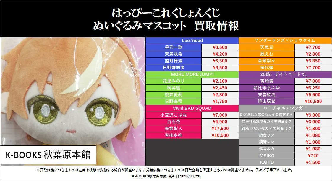 買取情報】 #プロセカ #プロジェクトセカイ はっぴーこれくしょんくじ