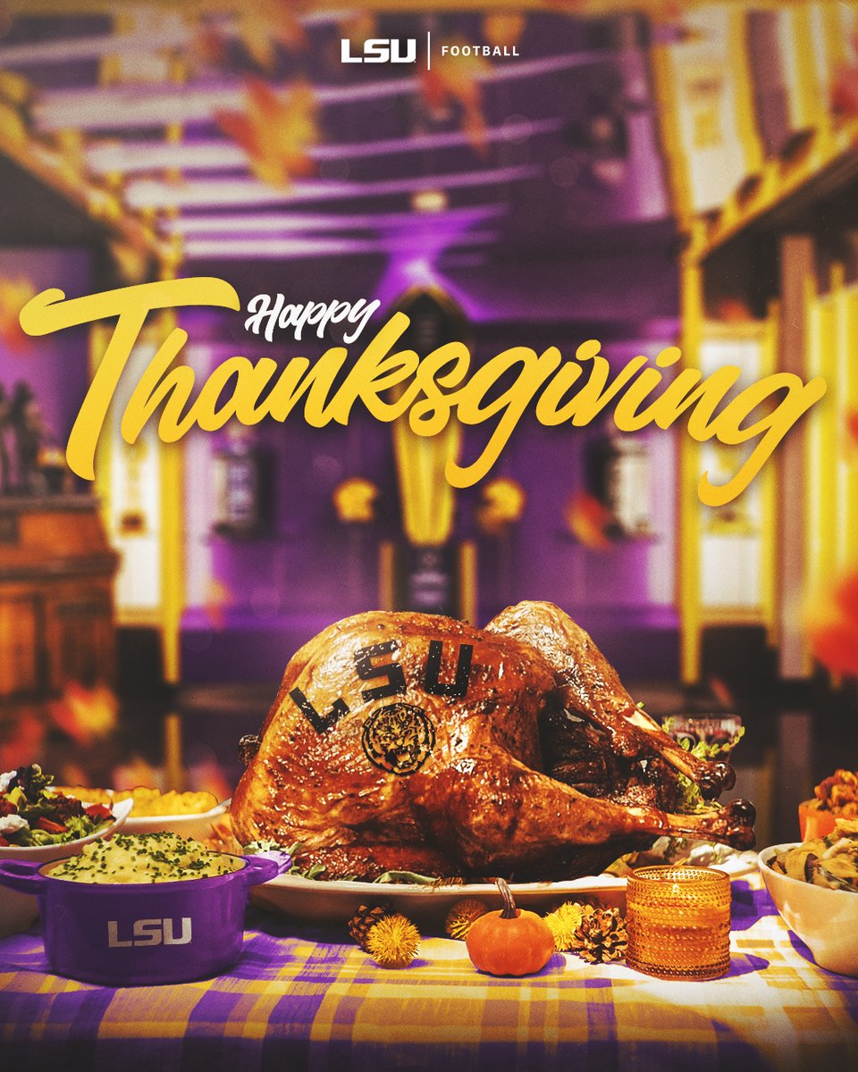 LSUfootball's tweet image. Happy Thanksgiving, Tiger fans! We’re thankful for all of you.