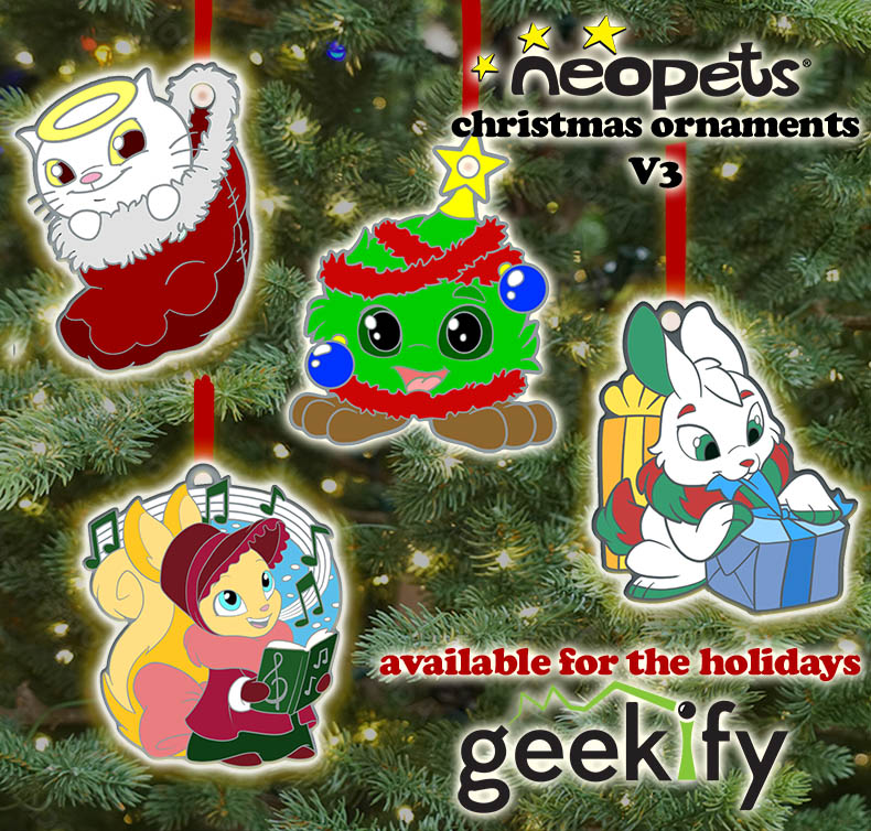 Neomerchdotcom's tweet image. Bring a little Neopia to your holiday with new @Neopets Christmas Ornaments from @GeekifyInc!
Each soft enamel ornament comes with a holiday themed Rare Item Code!
(They begin shipping around Dec 9)

Details: neomerch.com/search.php?t=6…

Order here: geekifyinc.com/product/neopet…
