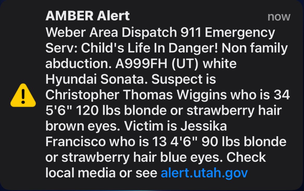 SLCScanner's tweet image. #UPDATE #Utah #AMBERAlert has been canceled. Child has been found.