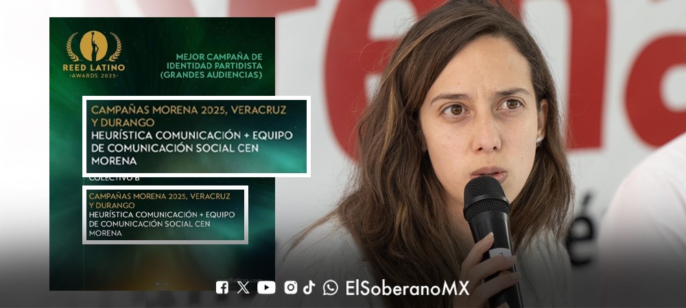 ElSoberanoMX's tweet image. #Actualidad 🏆 Comunicación de Morena, nominada entre lo mejor de Latinoamérica

Comunicación Social, Difusión y Propaganda de Morena, nominado a los Reed Latino Awards 2025 por su campaña de identidad partidista y gran impacto en audiencias.

Más en: elsoberano.mx/2025/11/26/com…
