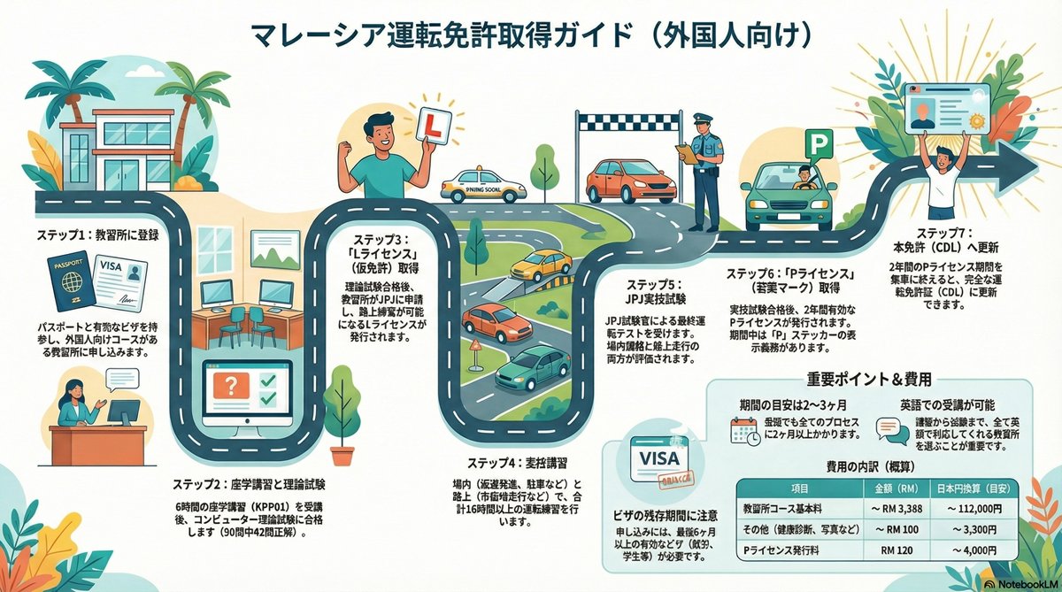 ShingoAbe6's tweet photo. 日本人がマレーシアで暮らすときの運転免許はどうなる？
海外の運転免許証を持つ外国人が日本の免許証を取得する「外免切り替え」の運用が2025年10月から厳格化されましたが、一方で、日本人がマレーシアで暮らすときの運転免許はどうなる？
外国の運転免許証からマレーシアの運転免許証への切り替えは、2025年5月19日より原則廃止されました。短期滞在であれば国際免許所で運転できますが、長期滞在の場合、1年の有効期限なので毎年更新するのは面倒。
そこで、残る選択肢としては、マレーシアの教習所に通って、マレーシアの運転免許証を取得することとなっています。車社会のマレーシアで運転できないのはかなり不便。マレーシアの運転免許書の取得ガイドはこちら。https://t.co/qFMGgFeor8
#マレーシア #運転免許証 #外免切り替え