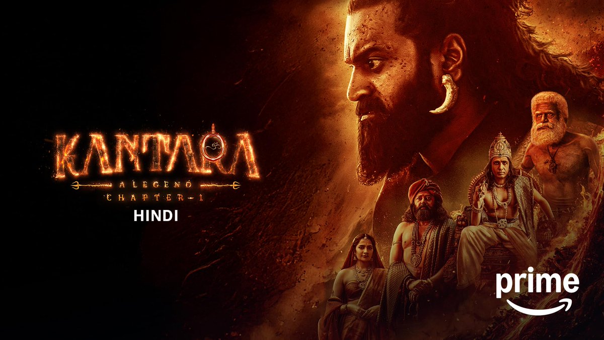 OTTGate's tweet image. #KantaraChapter1 (Hindi) Version is now streaming on Amazon Prime.

#RishabShetty
