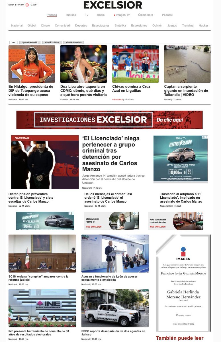 Excelsior's tweet image. 🗞 La información que necesitas está en #Excélsior digital

-¿Sumarse o resistir? La apuesta latinoamericana a Trump
-SCJN ordena “congelar” amparos contra la reforma judicial
-INE presenta herramienta de consulta de 30 años de resultados electorales

excelsior.com.mx