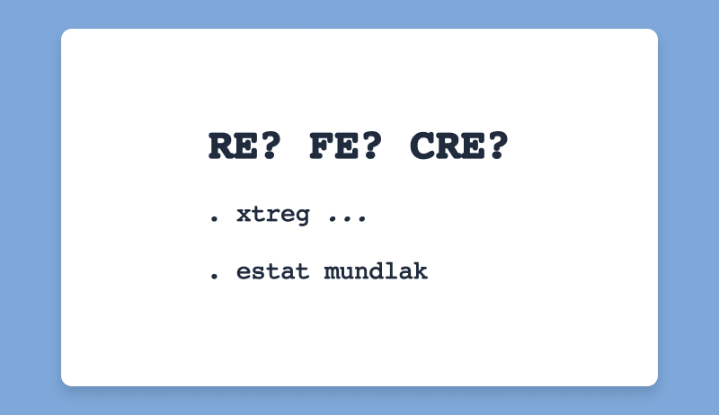 SDAS_ANZ's tweet photo. New in #Stata19 – Mundlak specification test. The new #estat #mundlak postestimation command in @Stata can be used to determine whether a fixed-effects or correlated random-effects model would be more appropriate than a random-effects model. https://t.co/7jJURKt6bk https://t.co/E72us5xTuE