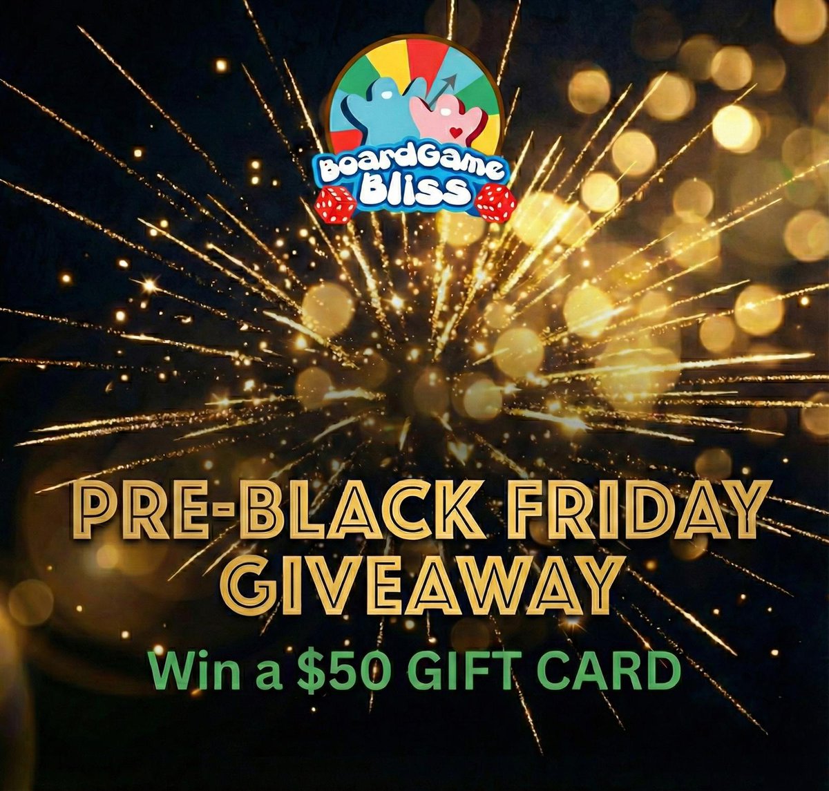 🎁 PRE-BLACK FRIDAY GIVEAWAY!

Win a $50 CAD BoardGameBliss gift card!

✅ Follow @BoardGameBliss
🔁 Retweet
💬 Reply with your favorite board game

Winner randomly selected Nov 28, 9PM EST — just in time for Black Friday!

#BlackFriday #BoardGameGiveaway