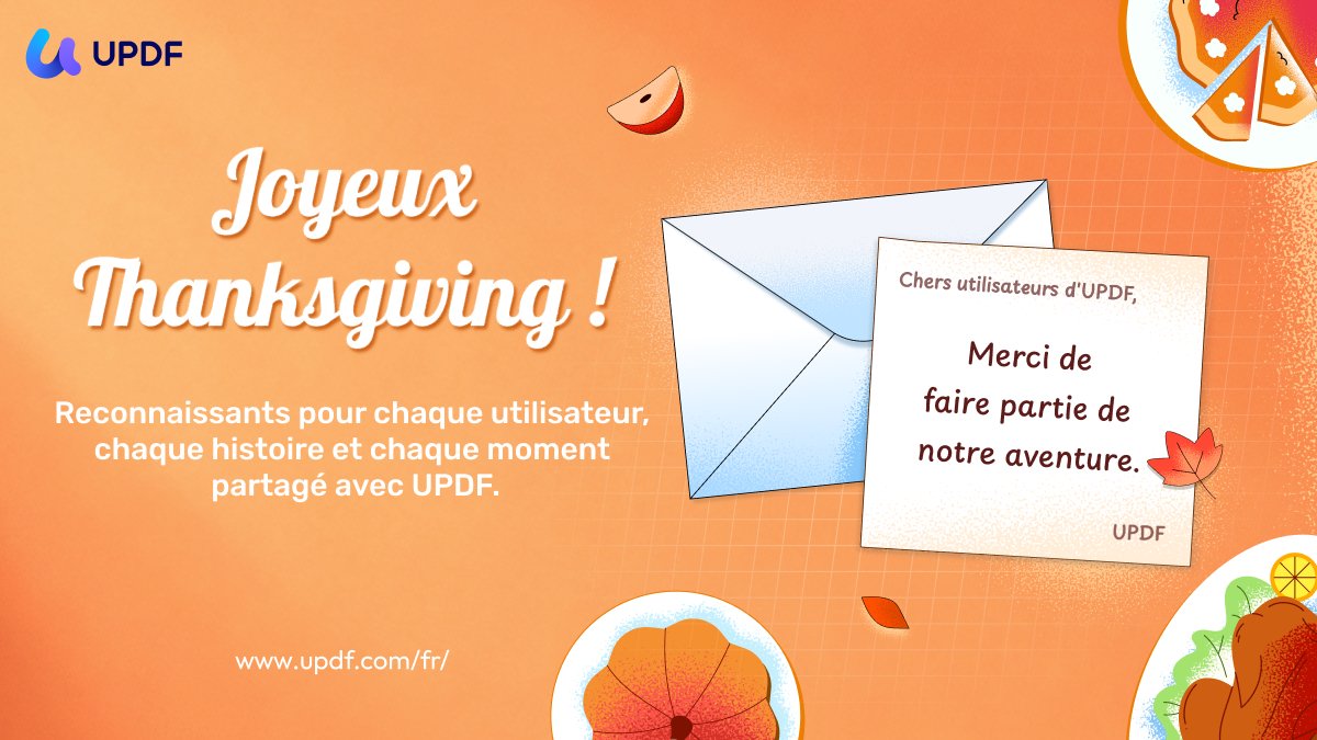 updf_fr's tweet image. Joyeux Thanksgiving !

En cette journée toute particulière, toute l&apos;équipe UPDF souhaite remercier chacun d&apos;entre vous pour votre confiance et votre soutien.

Bonnes fêtes à tous ! 🦃

#Thanksgiving #UPDF #Merci