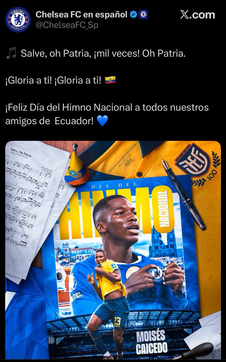 #GamaDeportes | El París Saint-Germain de Willian Pacho, y el Chelsea de Moisés Caicedo, realizaron una emotiva publicación por el Día del Himno Nacional de Ecuador, en homenaje a los dos futbolistas ecuatorianos.

#pacho #caicedo #champions #psg #chelsea