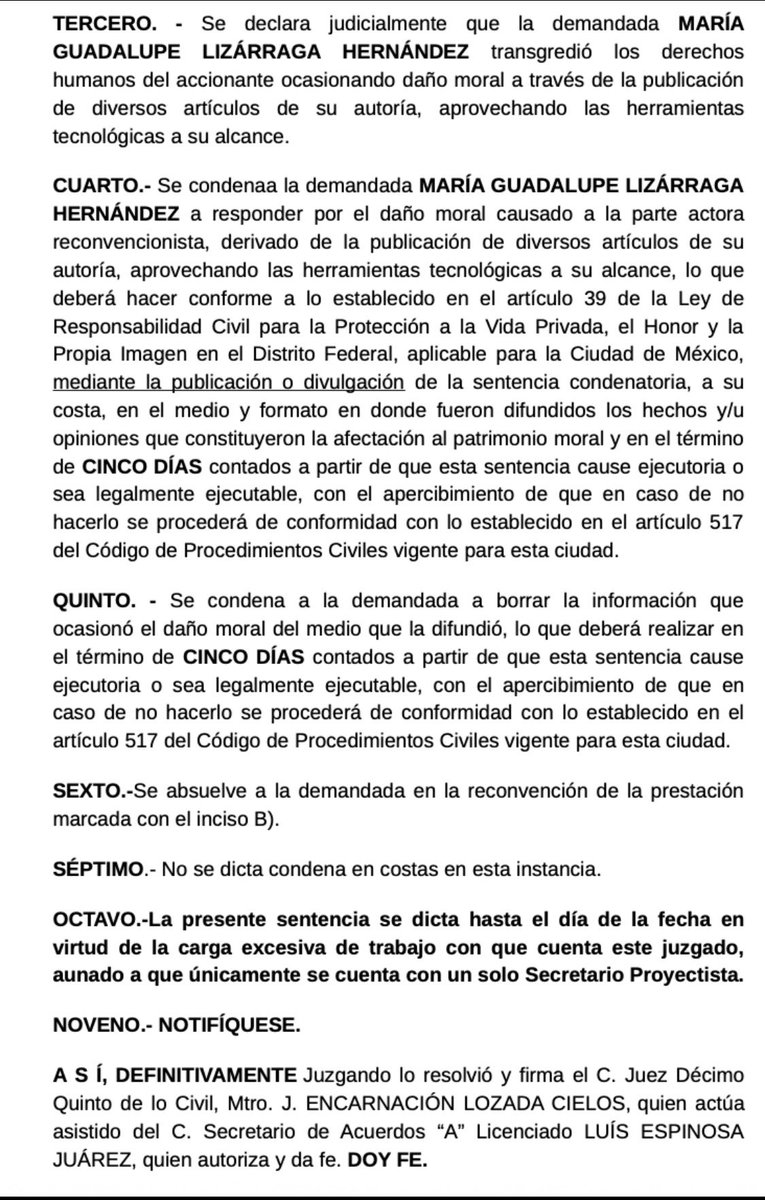 ricardomraphael's tweet photo. Durante cinco años he tenido que soportar la difamación que la señora
@gpelizarraga
ha cometido contra mi persona desde su página personal de noticias
@losangelespress
y sus redes sociales. Por fin esta enfermiza persecución ha encontrado punto final.   La Jueza Encarnación Lozada Cielos protegió mis derechos: la obliga a pagar por daño a mi reputación  y a borrar todas sus publicaciones emitidas en mi contra.