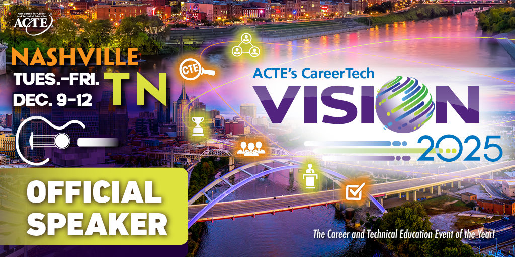 Join me at ACTE’s #VISIONCTE25! I’m thrilled to be part of this year’s speaker lineup, both as part of a panel &amp; presenting w/Janet Flannery &amp; <a href="/Lynnbrownie2042/">Lynn brown</a> in our own session on the CTE Teacher Pipeline. Check out the full agenda and register at careertechvision.com!