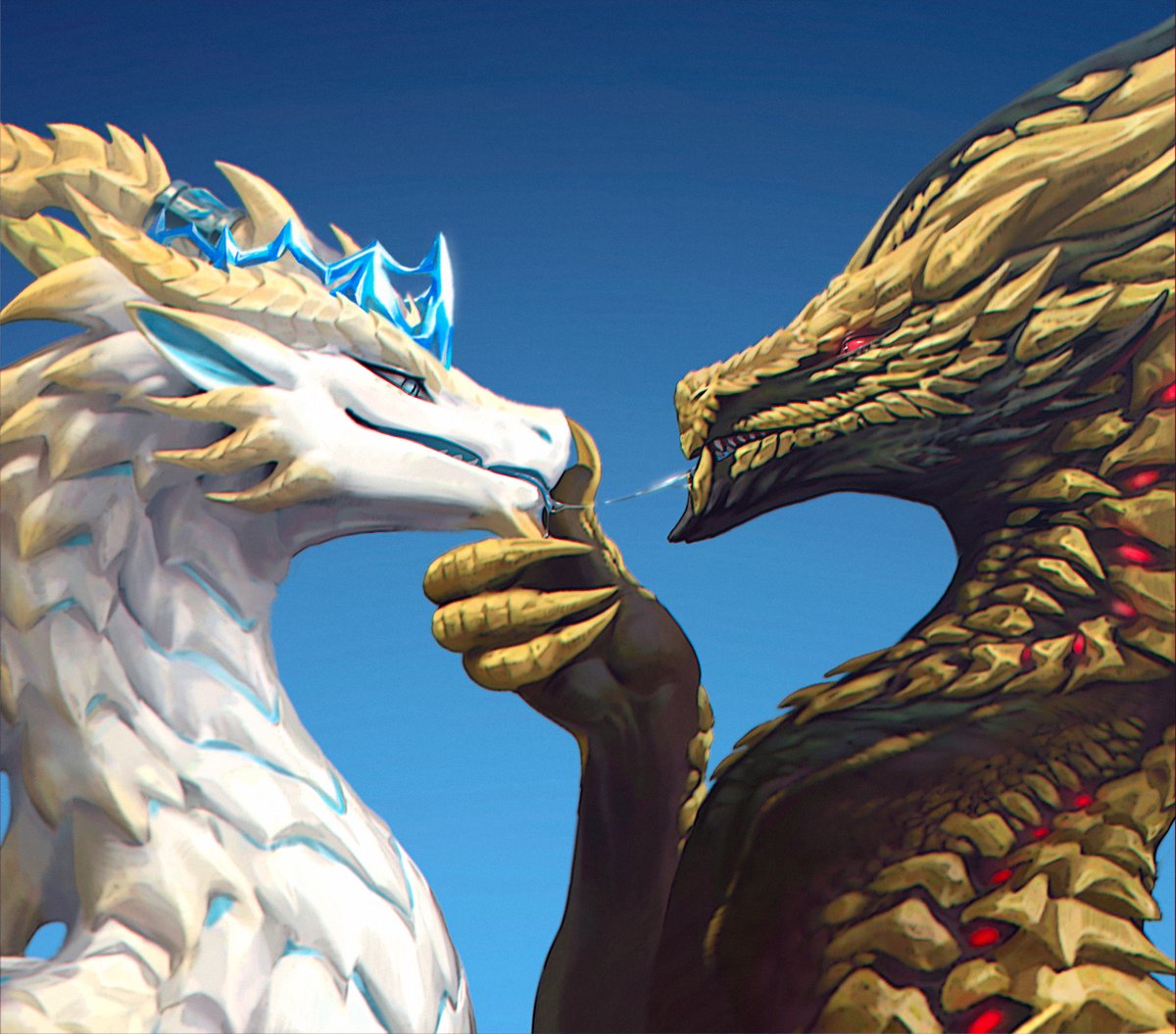 "Get off my throne at once...You rude Golden Dragon..."
"But how can I please my queen if I get down~?"
"You insolent... Mnph❤️..."
With: <a href="/lucienere2/">Lucienere</a> 
🎨: <a href="/Anguspme/">AngusDra</a>