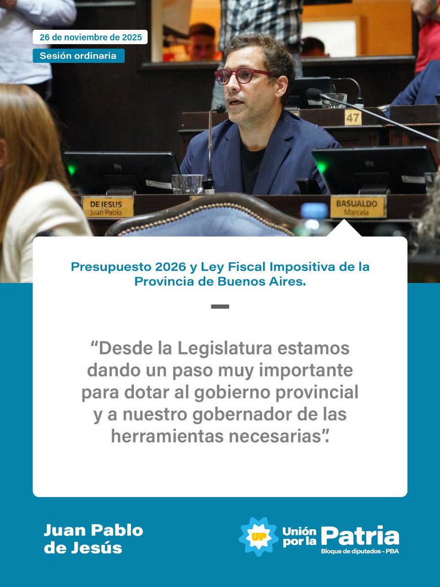 💬 » El diputado <a href="/JPdeJesusOK/">Juan Pablo de Jesús</a> sobre el Presupuesto 2026 y la Ley Fiscal Impositiva de la Provincia de Buenos Aires.
