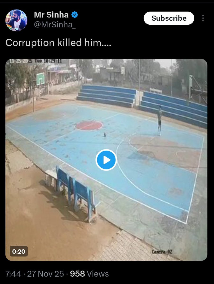 Nher_who's tweet image. Central Govt - BJP
State Govt - BJP
Sport complex managed by BJP

So corruption under BJP killed him