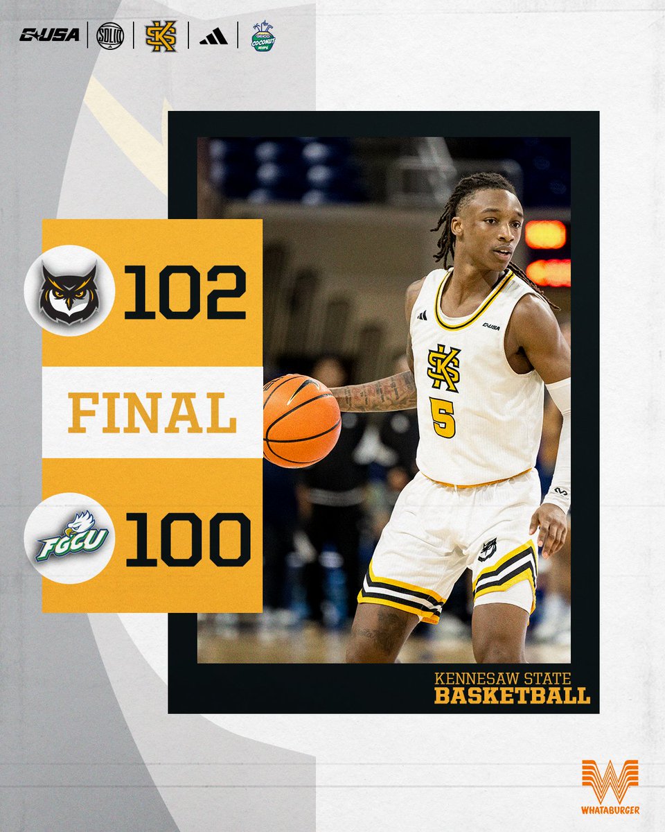 KSUOWLSMBB's tweet image. This is our House!

Owls with their 3rd straight win over FGCU in Alico Arena 👊👏‼️

#GEICOCoconutHoops 
#SOLID | #HootyHoo 🦉