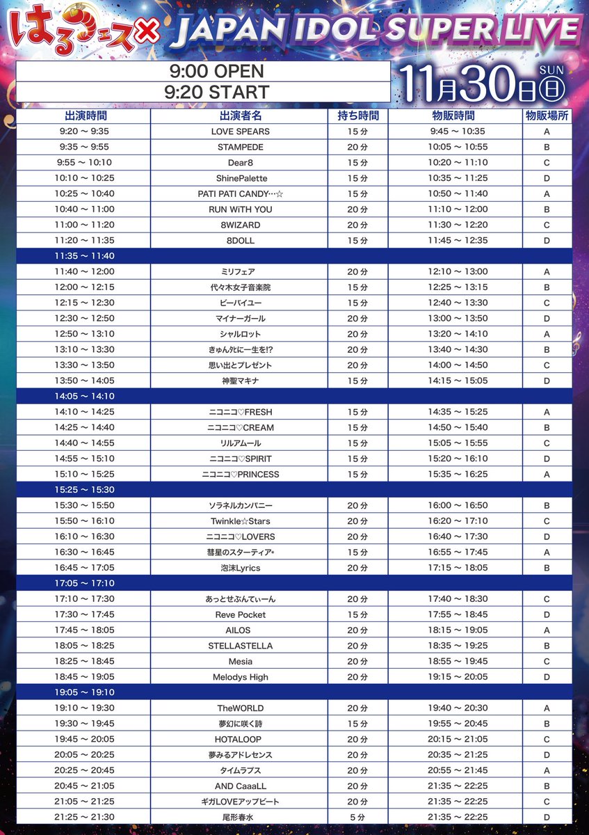 HOTALOOP_info's tweet image. 💫11/30(日)タイムテーブル公開💫

HOTALOOP
出演 19:45-20:05
特典会 20:15-21:15

『はるフェス × JAPAN IDOL SUPER LIVE 2025』

🔹飛行船シアター
🔹開場9:40 / 開演10:00(予定)
🔹一般3,000円/前方5,000円（各D別）

🎁HOTALOOP入場指名特典
『推しメン 10秒写メ取り放題』…