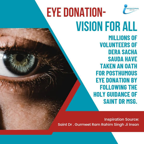 BheemHelp's tweet image. आँखें ही वह द्वार हैं जिनके माध्यम से हम इस खूबसूरत दुनिया को देखते हैं। दृष्टिहीन लोगों की मदद के लिए Saint Gurmeet Ram Rahim Singh Ji Insan  लोगों को मरणोपरांत नेत्रदान करने के लिए प्रोत्साहित करते हैं।
#VisionForAll