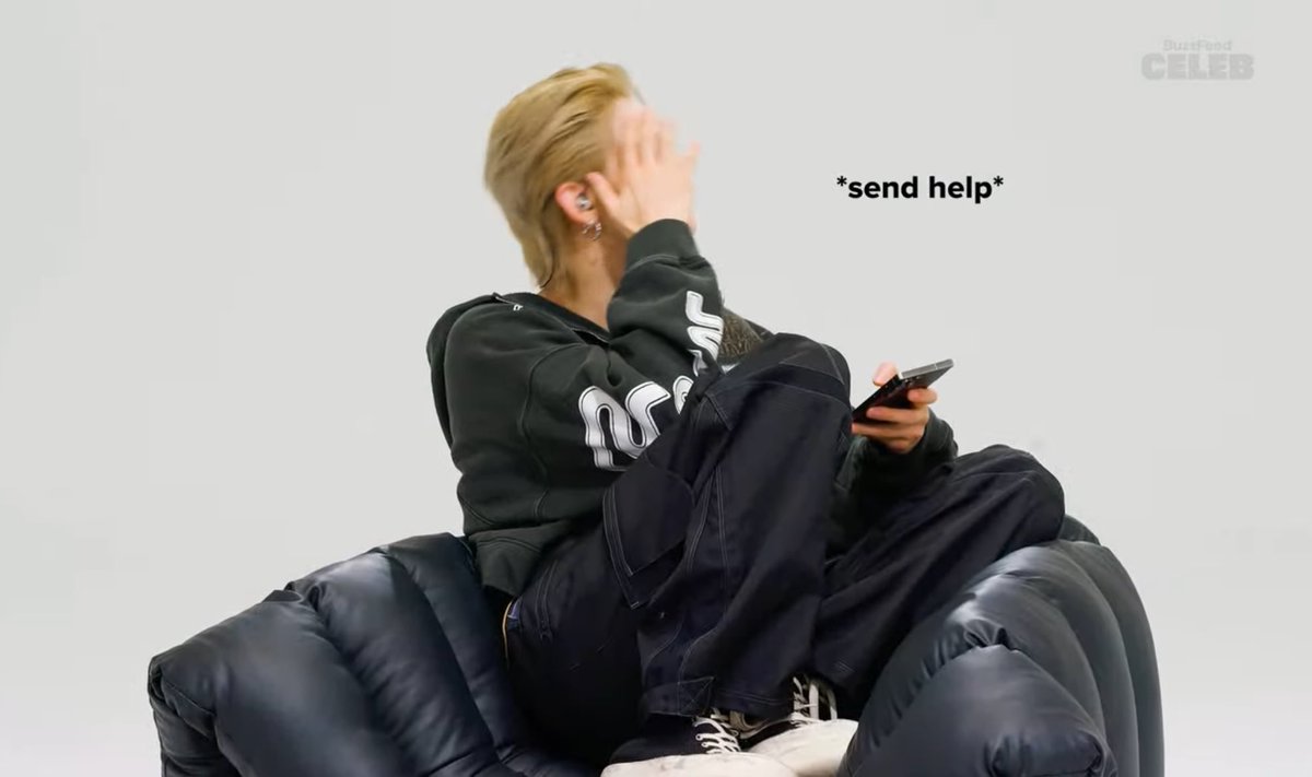 koosjunie's tweet image. i love how the longer the video went on the more he shrunk up in the chair he’s so fucking cute we all have to Explode