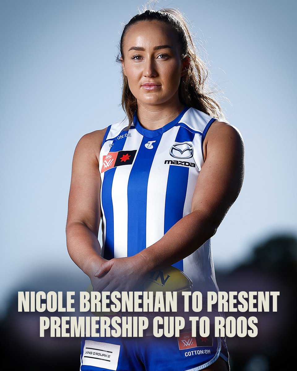 Premiership and foundation player Nicole Bresnehan will present the premiership cup to her teammates if the Roos are successful on Saturday night 🏆
