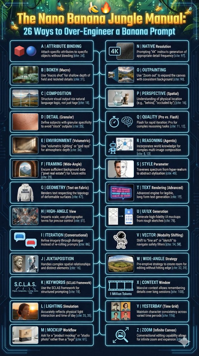 DataNick's tweet image. The ABCs of #NanoBananaPro Prompting as made by #NanoBanana2