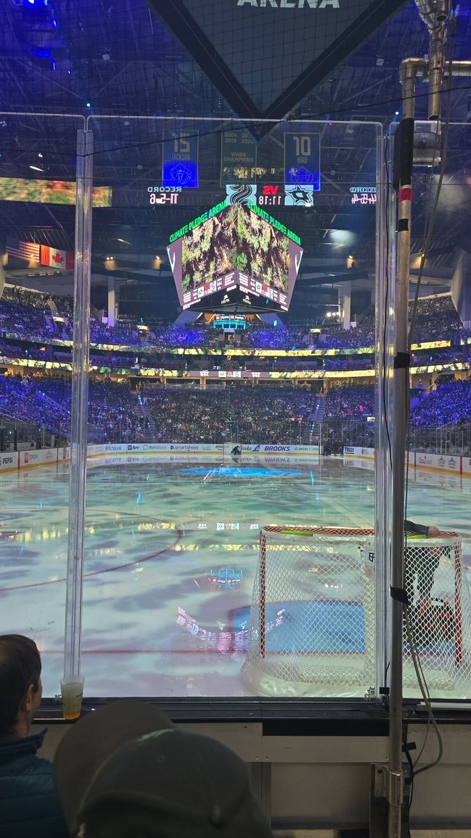 vball40's tweet photo. 3 rows from the ice for the @DallasStars game at @SeattleKraken with @AJSDeadsnow https://t.co/8fmKZ3iTZx