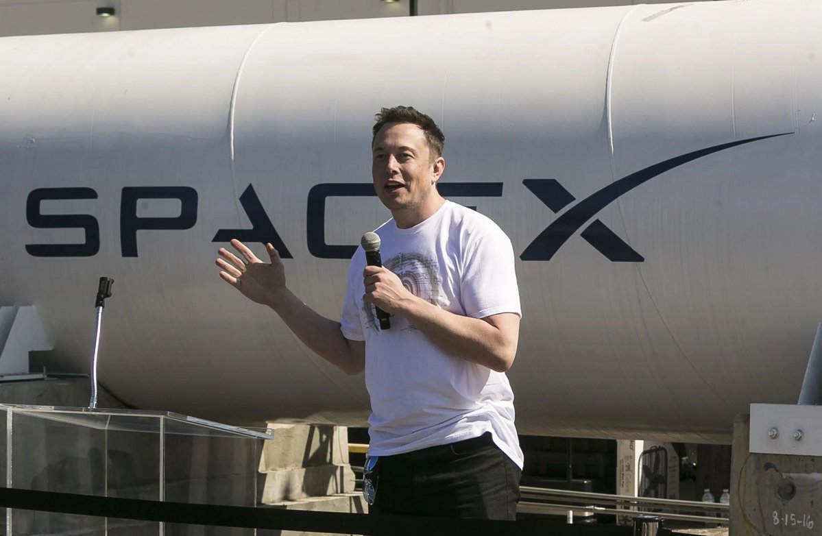 Elon Musk speaking at SpaceX event