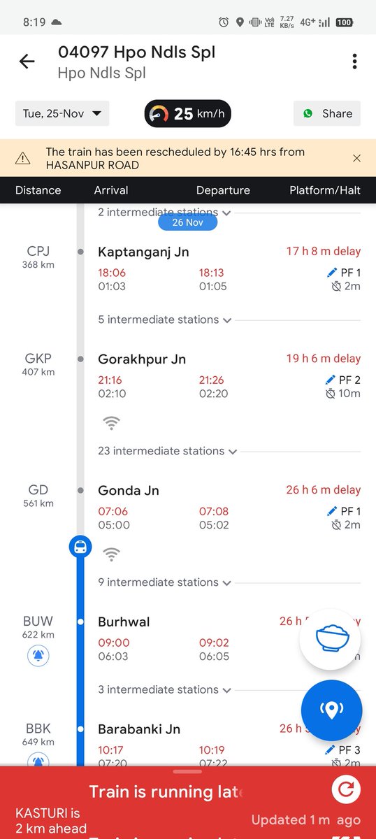 AjmiIbn's tweet photo. Muskuraye aap Indian ral se travel kar rahe hain pure 27 hours late. A 25-hour journey is being completed in 3 days.
100 km covered in 10 hours.”
@RailwaySeva @RailMinIndia @AshwiniVaishnaw @IRCTCofficial @spjdivn https://t.co/WceJILuyB0