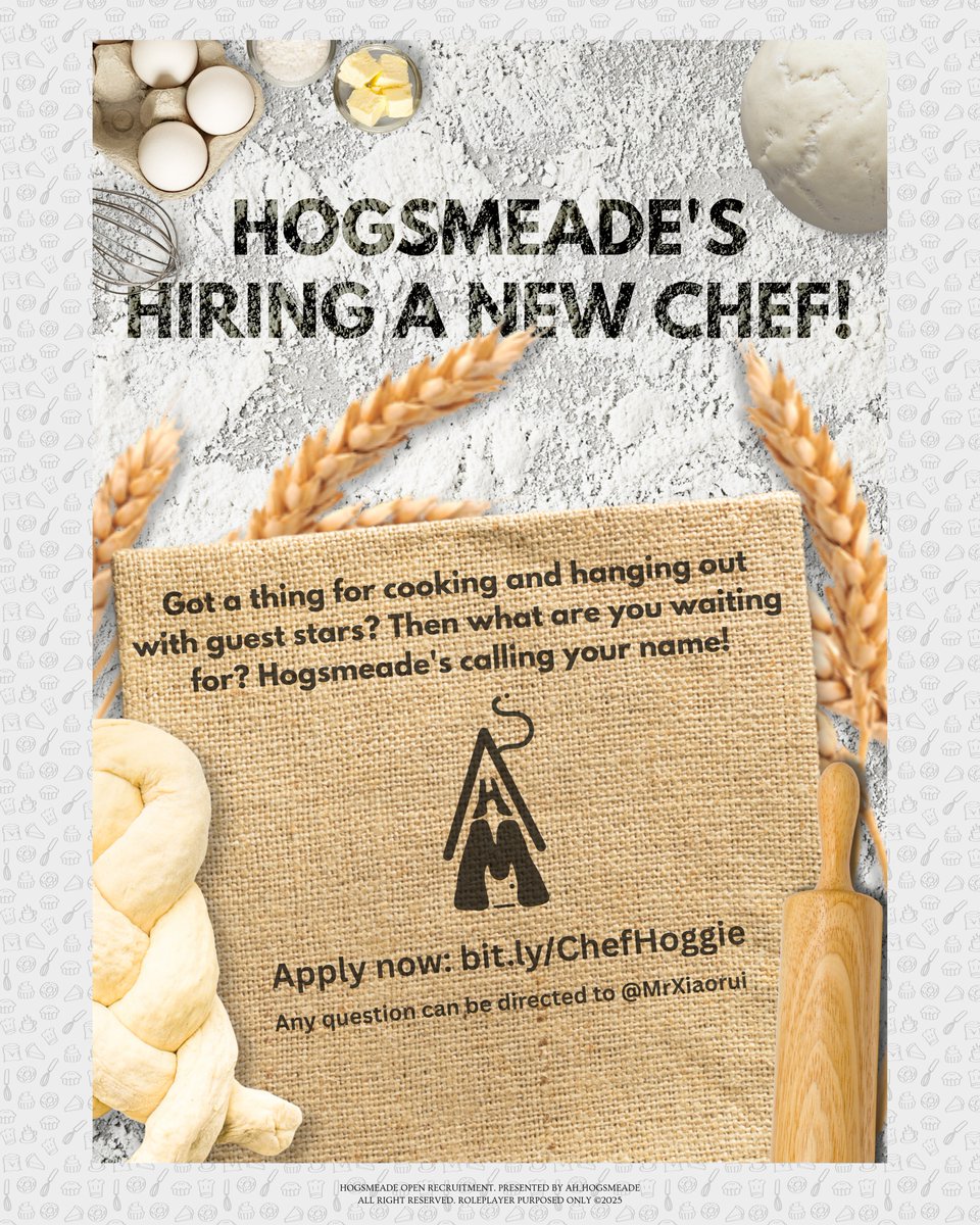 ㅤ 
𝗧𝗵𝗿𝗲𝗲 spots. One enchanted kitchen. 𝘾𝙤𝙪𝙡𝙙 𝙤𝙣𝙚 𝙤𝙛 𝙩𝙝𝙚𝙢 𝙗𝙚 𝙮𝙤𝙪𝙧𝙨?
Apply before 𝗗𝗲𝘀𝗲𝗺𝗯𝗲𝗿 𝟯𝗿𝗱, 𝟮𝟬𝟮𝟱 𝗮𝘁 𝟭𝟬:𝟯𝟬 𝗣𝗠 (UTC+7) 

[ bit.ly/ChefHoggie ]
 ㅤ