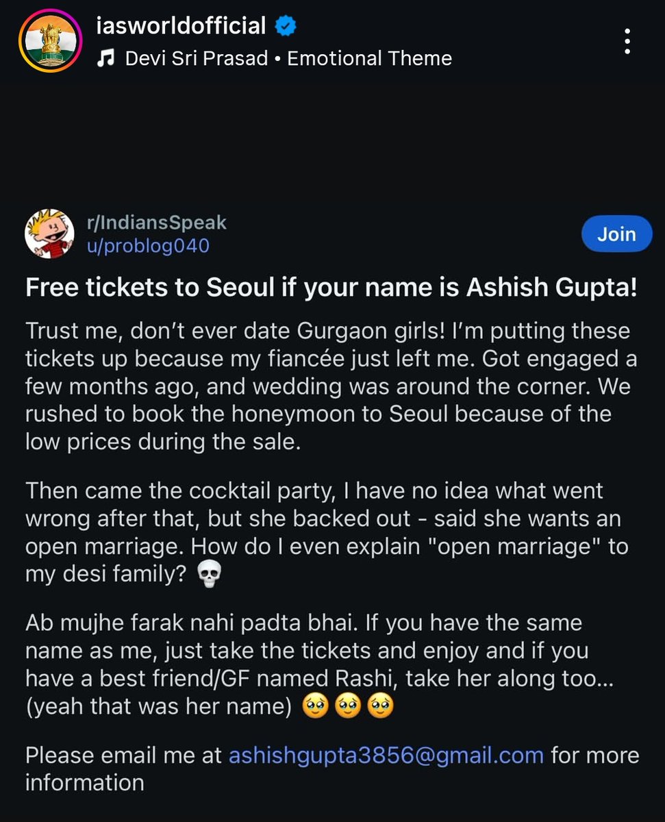 Phanindra_vja's tweet image. #Hurryup
Free #Seoul air tickets for persons whose names are Asish Gupta and Rashi....
Offer valid till December 10. 
#AsishGupta
#Rashi