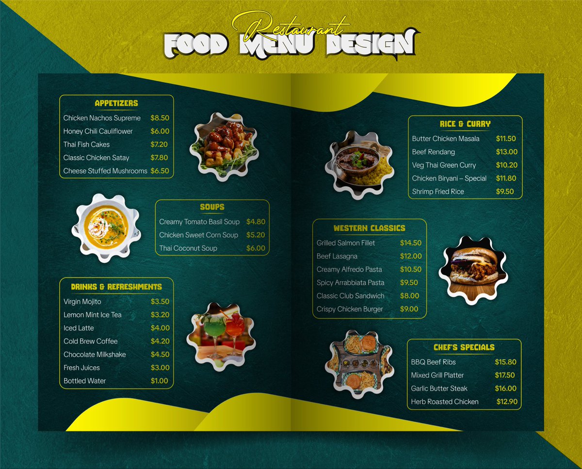 Jabedgraphichub's tweet image. Design for impact, globally. Elevate your hospitality brand with a menu that speaks quality in any language and location. #MenuDesign #RestaurantBranding #HospitalityDesign #GlobalDesign #FineDining #RestaurantOwner #FoodAndBeverage #MenuEngineering #DesignStudio #GraphicDesigner