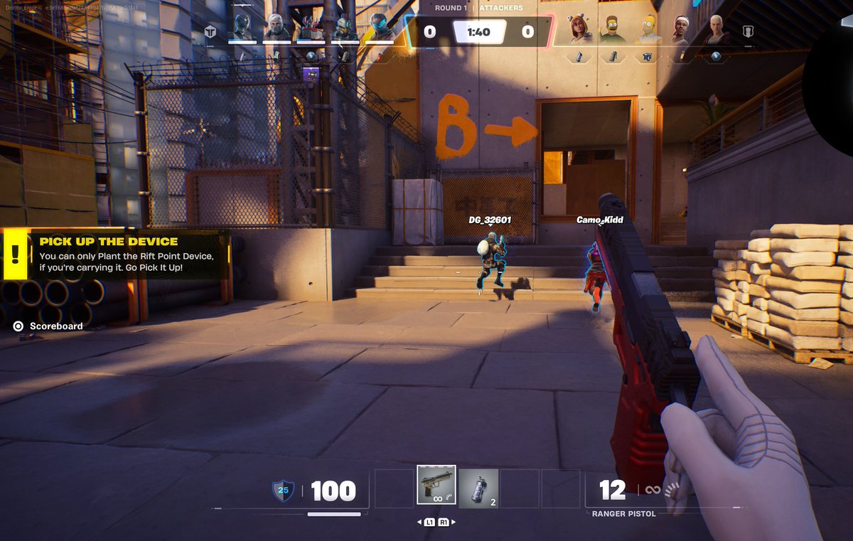 Fortnite ballistic (their csgo clone) gives you telekinesis at the start of the round to hold your weapons without touching them