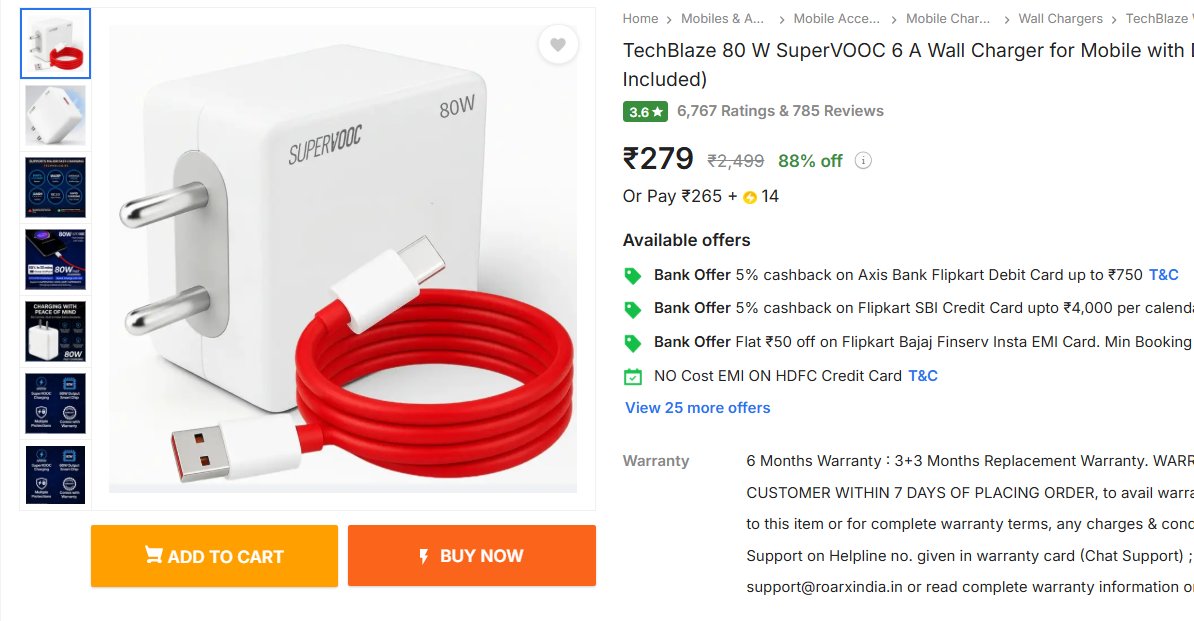 TechyBoostDeals's tweet image. TechBlaze 80 W SuperVOOC 6 A Wall Charger for Mobile with Detachable Cable @ ₹279

Buy link : fkrt.cc/hjIEiP6

#Flipkart #TechBlaze #MobileAccessories