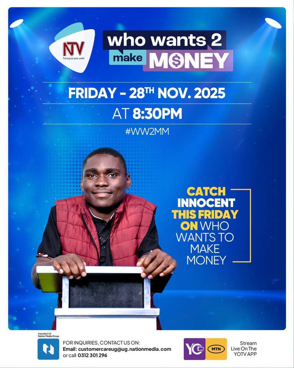 This week’s player lineup is set: Eric, Ivan, Martha, and Innocent.

Only one will walk away with the cash prize, who will <a href="/EdrisMatu/">edris matu segawa🇺🇬</a> choose? Join us this Friday to find out.

Watch live | <a href="/YOTVChannelsUG/">YOTVChannels App</a> | ntv.co.ug/live-tv