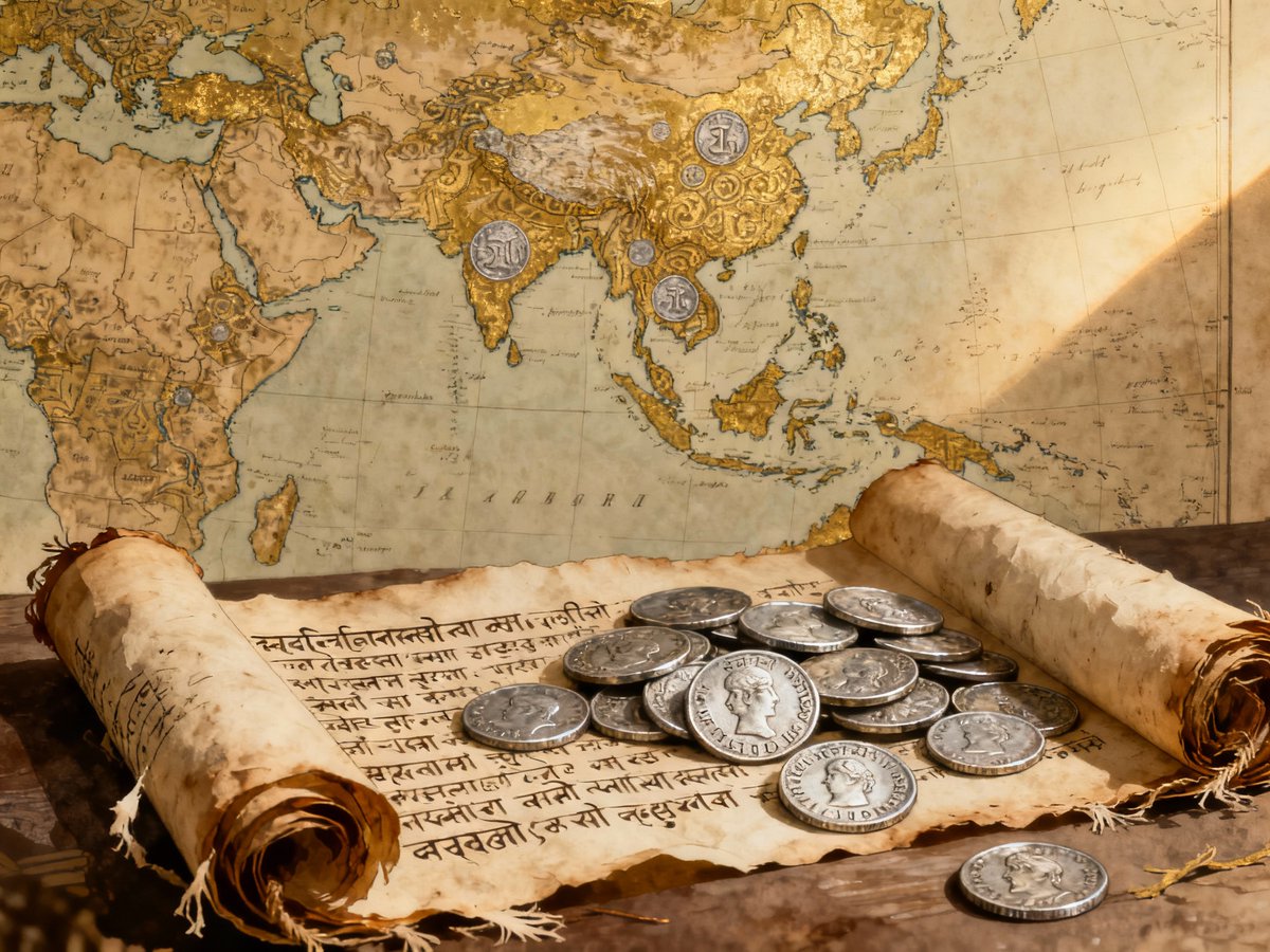 Ever wonder where "𝐫𝐮𝐩𝐞𝐞" comes from? It traces back to 𝐒𝐚𝐧𝐬𝐤𝐫𝐢𝐭 "𝐫𝐮𝐩𝐚𝐲𝐚" tied to silver in the 𝐕𝐞𝐝𝐚𝐬. Today, it's the currency name in six countries, and once in 17 more.

India, Mauritius, Nepal, Pakistan, Seychelles, Sri Lanka still use it. Formerly in