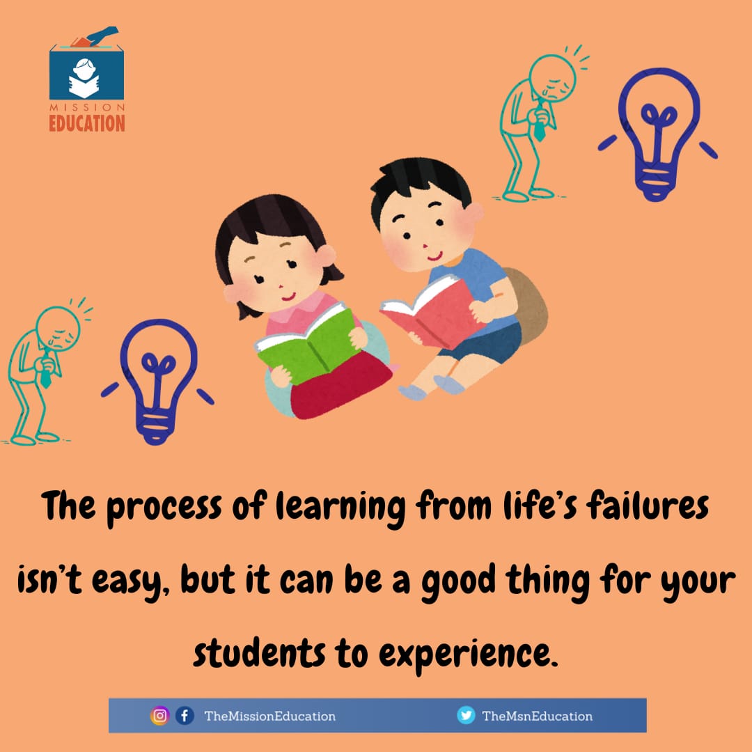 TheMsnEducation's tweet image. The process of learning from life&apos;s failures isn&apos;t easy,but it can be a good thing for your students to experience.
#missioneducation 
#educate 
#EducatechildEducateNation