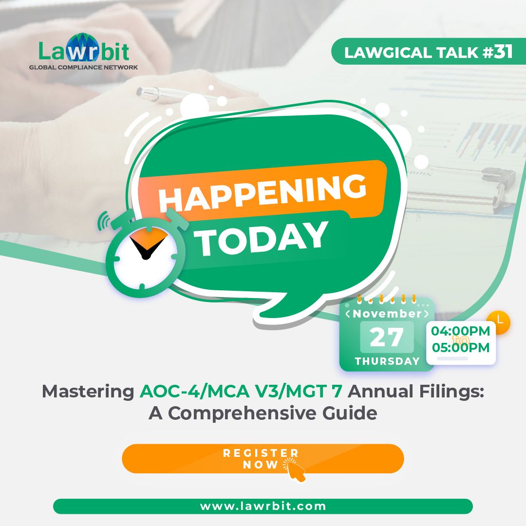 lawrbit's tweet image. 𝙇𝙖𝙬𝙜𝙞𝙘𝙖𝙡 𝙏𝙖𝙡𝙠 #31 | 𝙃𝙖𝙥𝙥𝙚𝙣𝙞𝙣𝙜 𝙏𝙤𝙙𝙖𝙮 | 𝙇𝙚𝙖𝙧𝙣 𝙥𝙧𝙤𝙘𝙚𝙙𝙪𝙧𝙚𝙨 𝙛𝙤𝙧 𝙛𝙞𝙡𝙞𝙣𝙜 𝙚𝙨𝙨𝙚𝙣𝙩𝙞𝙖𝙡 𝙈𝘾𝘼 𝙛𝙤𝙧𝙢𝙨📚

🕓4:00 PM – 5:00 PM IST 
🔗𝙍𝙚𝙜𝙞𝙨𝙩𝙚𝙧 𝙖𝙩: shorturl.at/qr8qC
STOP Stressing Over Compliance! Join us 

#Webinar
