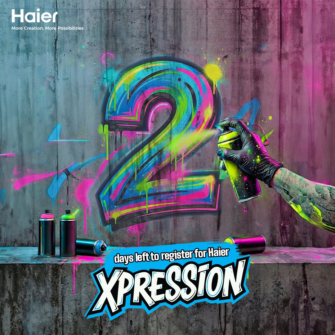 IndiaHaier's tweet image. 2 days.
That’s all between your art and its biggest stage yet.
Don’t let the countdown end before your expression begins. 

#Haier #MoreCreationMorePossibilities #Xpression #RegistrationOpen