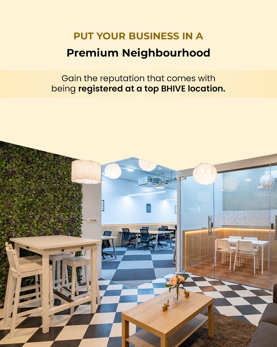 bhiveworkspace's tweet image. A strong business presence starts with the right address 📍  With BHIVE Virtual Office, your brand gains the credibility of a prime location, while you stay flexible and cost-efficient ✨  
Book your Virtual Office today - shorturl.at/RLTaH