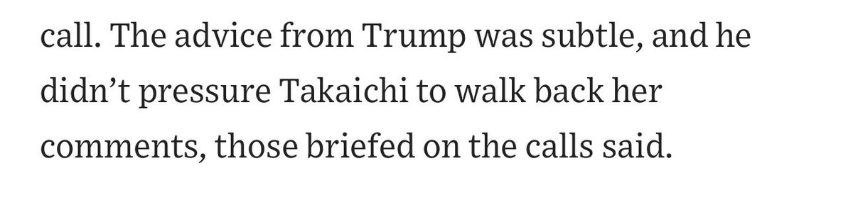 日本政府は「中国を挑発しないように言われた」と言う点について事実がないと言っている。オリジナル記事でトランプのアドバイスはsubtle(繊細)と書いている。要は直接「挑発しないで」とは言っていないでしょうが、意味合いとしてそれに近いことを言った可能性があります。