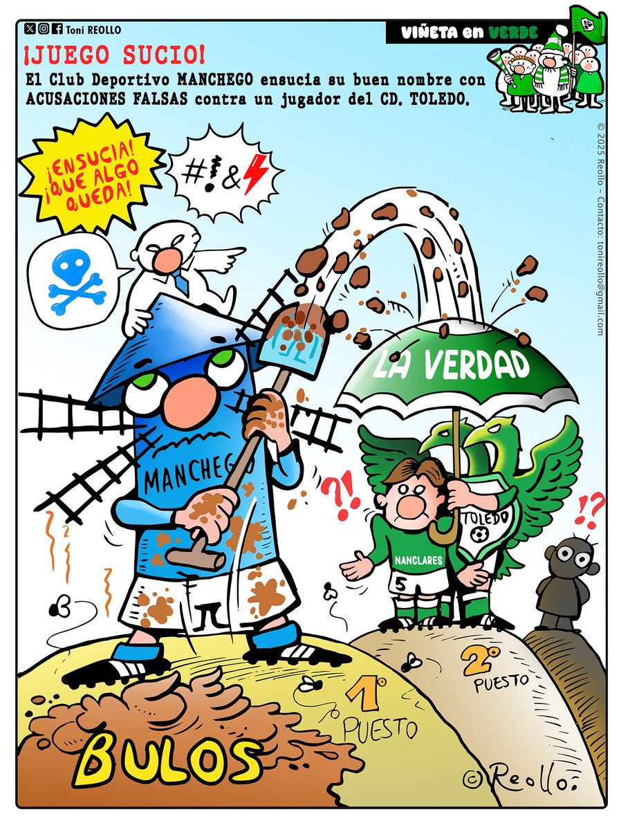 ToniReollo's tweet image. ⚽️Juego Sucio 🟢Viñeta en Verde🟢
#cdtoledo #Manchego #toledo #ciudadreal #juegosucio #bulos #futbol #ToniReollo #Reollo
