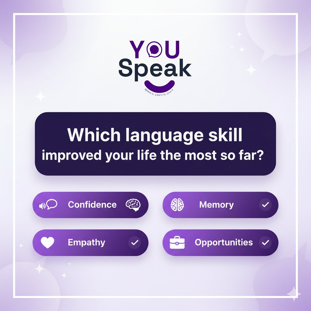 You_SpeakHQ's tweet image. Which language skill has improved your life the most so far? 

Is it your confidence when speaking, your memory getting sharper, the empathy you’ve gained, or the opportunities that opened up for you?

Lets hear from you  👇

#YouSpeak
#LanguageLearning
#LearnAnewLanguage