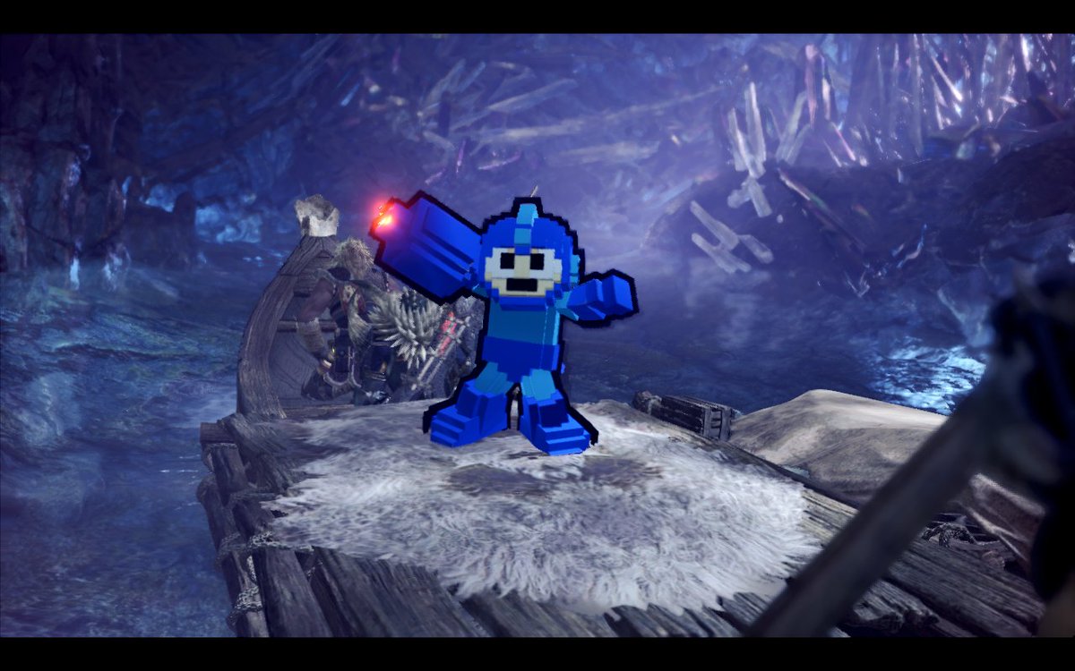 bryanabrigo13's tweet photo. Equipped the Mega Man outfit for my Palico in Monster Hunter World and lol it's so out of place 😅 https://t.co/nckeVNghmQ