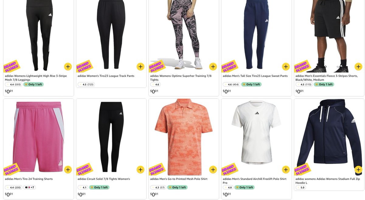 Pricerrors's tweet image. ADIDAS CLOTHING FOR $0.01 

Limited stock on most listings - be sure to add multiple items to save on shipping fees. 

amzn.to/49IpeO0