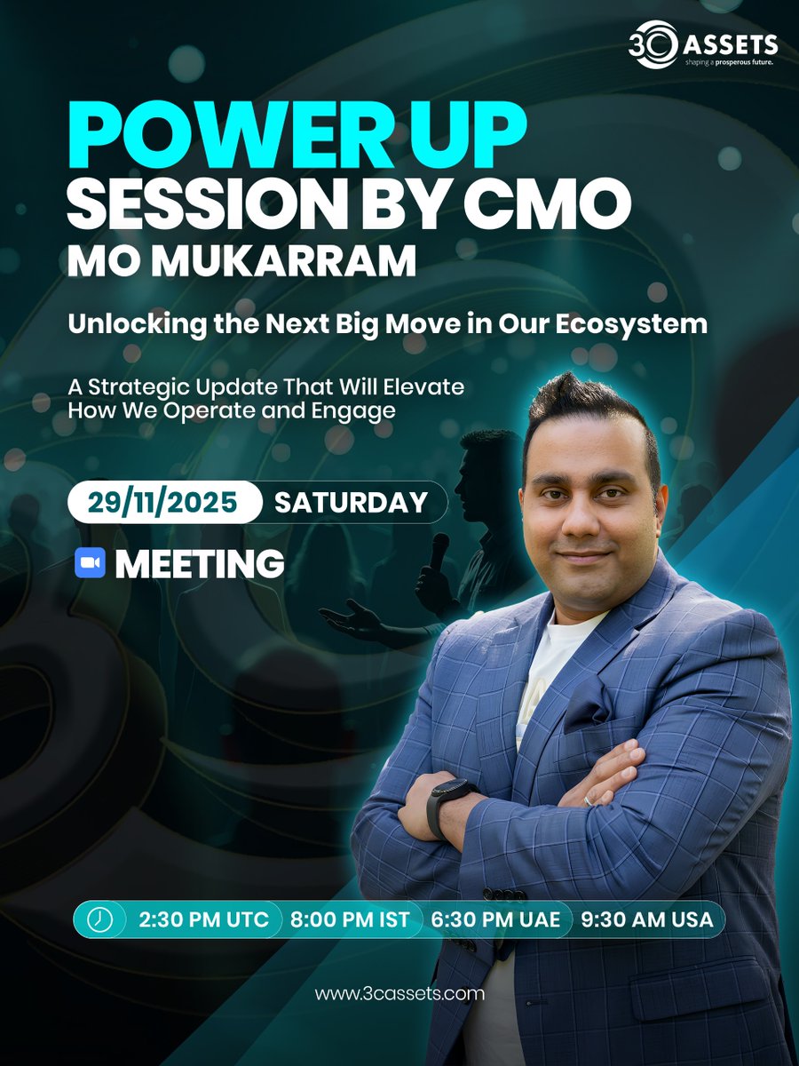 3c_asset's tweet image. 💡 Want insight straight from the source?
This Power Up Session is where real direction, clarity, and strategy are shared by our CMO.
If you’re serious about growth, this session is your advantage. ✨ us06web.zoom.us/j/84575686739?…
#3cassets #blockchain #assets #crypto #finance