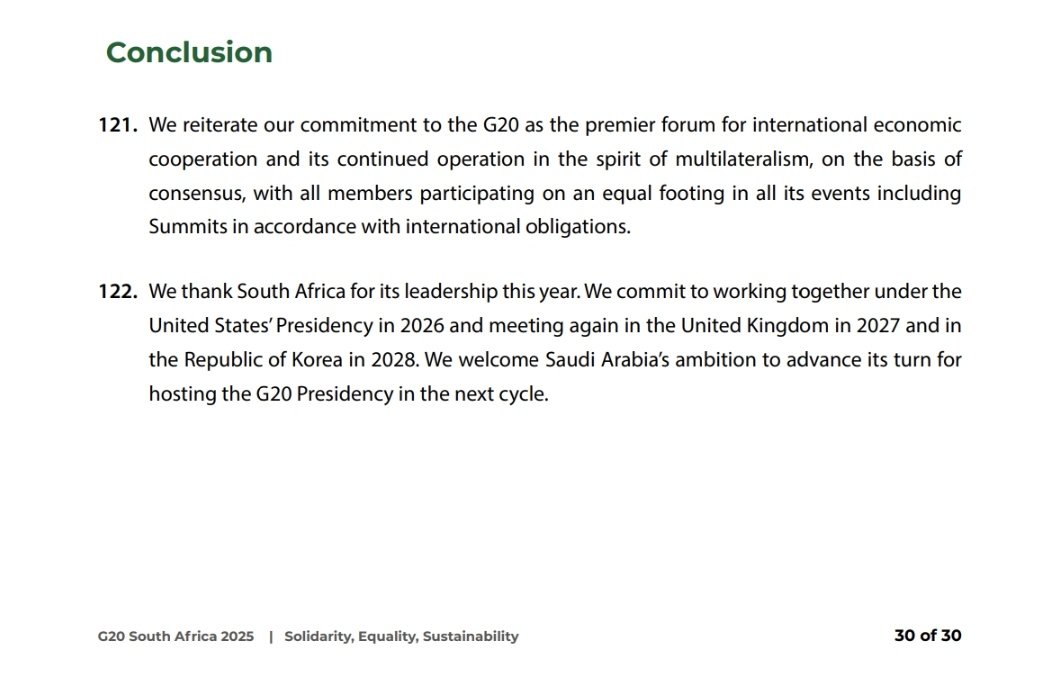 In diplomacy, words matter.

Have a careful read of 122 from the G20 Leaders' Summit Declaration: