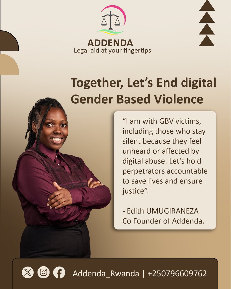 addendarw's tweet photo. Digital GBV is real, and too many victims suffer in silence.
At Addenda, we stand with survivors and push for accountability, justice, and safer online spaces for all.

Together, we can end digital GBV. ✊🏾💛
#16DaysOfActivism #EndGBV #StopDGBV #AddendaRwanda https://t.co/ktJD5s8l52